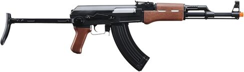 بندقية لانسر التكتيكية AK47 AEG Airsoft مع مخزون قابل للطي Gen 1 LT-728 - معدن كامل، إطار عالي في الثانية، بطارية وشاحن متضمن (أسود/خشب صناعي) - 600 جولة in Kuwait