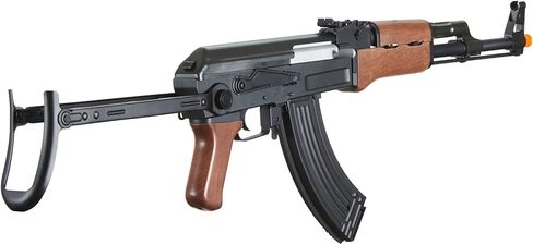 بندقية لانسر التكتيكية AK47 AEG Airsoft مع مخزون قابل للطي Gen 1 LT-728 - معدن كامل، إطار عالي في الثانية، بطارية وشاحن متضمن (أسود/خشب صناعي) - 600 جولة in Kuwait