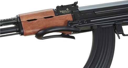 بندقية لانسر التكتيكية AK47 AEG Airsoft مع مخزون قابل للطي Gen 1 LT-728 - معدن كامل، إطار عالي في الثانية، بطارية وشاحن متضمن (أسود/خشب صناعي) - 600 جولة in Kuwait
