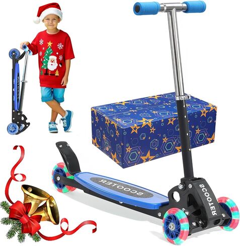 Scooters for Kids 3-7, Heavy Duty 3 Wheel Toddler Scooter 120 lb Capacity, Foldable Kick Scooter with 4 Level Adjustable Handlebar, Wide Deck, Safe Metal Rear Brake, Lean to Steer, Boy Girl Child Gift in Kuwait