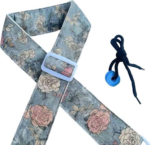 Guitar Strap, Vintage Rose Floral Pattern Cotton Guitar Strap with leather at both ends for bass, electric and acoustic guitars, comes with two strap anti-slip pads in Saudi Arabia