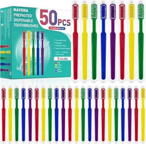 Navona 30 PCS Individually Wrapped Bulk Toothbrush Pack, Disposable Toothbrush, Toothbrushes Bulk for Adults, Kids Toothbrushes, Soft Bristle, Ergonomics Handle, Perfect for Travel, Hotel, Donation in Kuwait