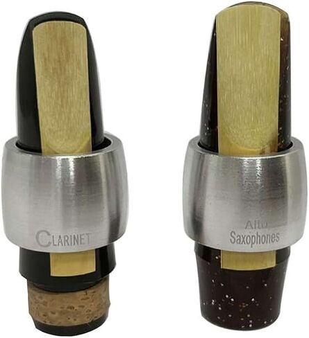 Metal Saxophone Mouthpiece Ligature Clamp for Alto Sax and Clarinet, Silvery 36x26.5mm, Includes Reed Clip in Kuwait