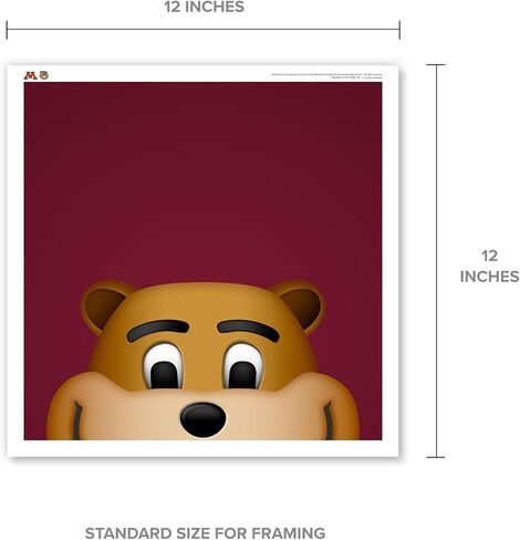 MINNESOTA Goldy the Gopher Minimalist College Mascot Fine Art Print بواسطة S. Preston - ديكور جدار غرفة الأطفال المعاصر، ملصق قابل للتجميع مقاس 12 × 12 بوصة، عمل فني رياضي نظيف ملون in Kuwait