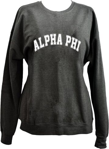 Sorority Shop Alpha Phi Sweatshirt - Fleece Crewneck Sweatshirt, With Varsity Greek Letters Design in Saudi Arabia