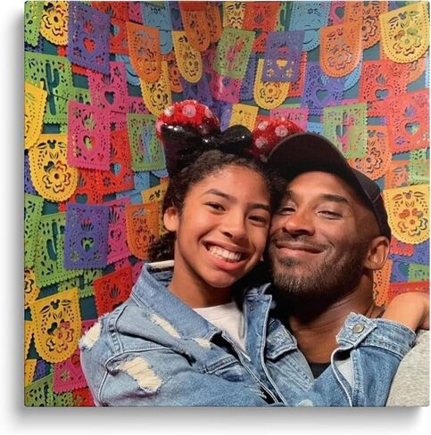 Kobe Canvas Wall Art Decor - 16X20 inch Vibrant Lakers Championship Portrait with Trophy, Dynamic Cartoon Style Artwork, Iconic Tribute for Basketball Fans Home and Office Wall Decoration in Kuwait