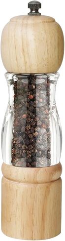 طاحونة الفلفل الخشبية الخشبية ، مطحنة الفلفل الخشنة القابلة للتعديل ، مطحنة الملح اليدوي القابلة لإعادة التعبئة ، مطحنة طاحونة فلفل خشب البلوط للمطبخ ، 8 بوصات (طبيعية) in Kuwait