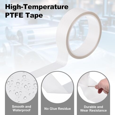 PATIKIL Heat Resistant Tape, 1 Inch x 33 Feet High Temperature Tape PTFE Adhesive High Heat Tape Waterproof for Vacuum Sealer Machine Insulation Protection, White, 0.13mm Thick in Saudi Arabia
