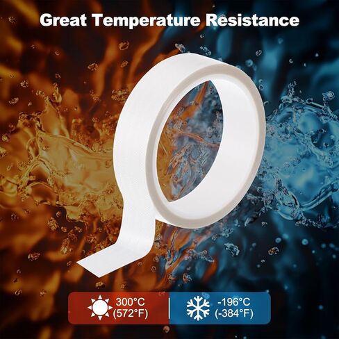 PATIKIL Heat Resistant Tape, 1 Inch x 33 Feet High Temperature Tape PTFE Adhesive High Heat Tape Waterproof for Vacuum Sealer Machine Insulation Protection, White, 0.13mm Thick in Saudi Arabia