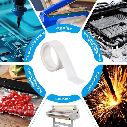 PATIKIL Heat Resistant Tape, 1 Inch x 33 Feet High Temperature Tape PTFE Adhesive High Heat Tape Waterproof for Vacuum Sealer Machine Insulation Protection, White, 0.13mm Thick in Saudi Arabia