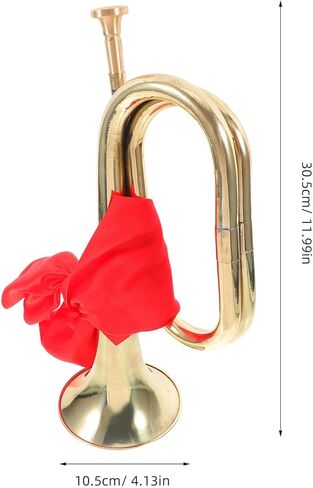 BESTYASH Bugle Trumpet Brass Wind Instrument for Beginners School Band Marching Military Signal Horn with Red Scarf, Metal Brass Musical Instrument for Teen Players in Kuwait