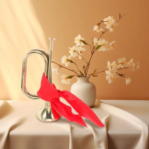 BESTYASH Bugle Trumpet Brass Wind Instrument for Beginners School Band Marching Military Signal Horn with Red Scarf, Metal Brass Musical Instrument for Teen Players in Kuwait