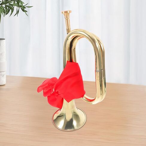 BESTYASH Bugle Trumpet Brass Wind Instrument for Beginners School Band Marching Military Signal Horn with Red Scarf, Metal Brass Musical Instrument for Teen Players in Kuwait