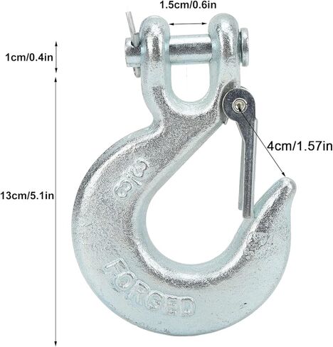 Winch Hook Clevis Hook Safety Latch 3/8in Forged Steel 18000lbs Load Capacity 1in Wide Opening for Utility Trailers Trucks Towing Vehicle Heavy Duty Cargo Securing in Kuwait