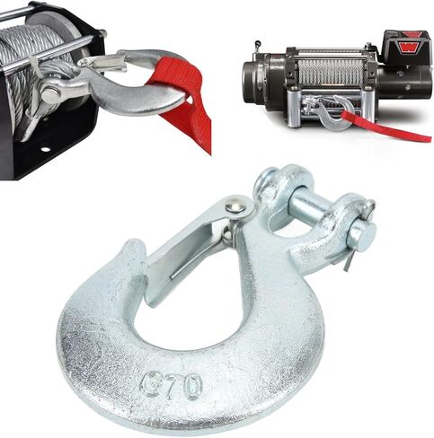 Winch Hook Clevis Hook Safety Latch 3/8in Forged Steel 18000lbs Load Capacity 1in Wide Opening for Utility Trailers Trucks Towing Vehicle Heavy Duty Cargo Securing in Kuwait