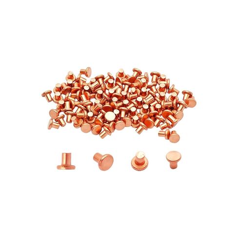 100CPS M2.5x5mm Copper Solid Rivets, 3/32" Flat Round Head Rivet Metal Fasteners for Electrical Applications, Leather Crafting Supplies, Belt Hardware in Saudi Arabia