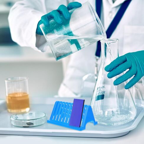 2pcs Laboratory Microscope Slides Drying Rack Plastic Holder Triangle Shape Blue Microscope Slides Storage Stand for Lab Staining and Worktop Use in Saudi Arabia