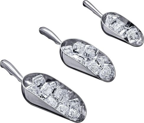 Amazing Abby - Elsa - Aluminum Ice Scoops (3-Piece Set), Cast Aluminum Utility Scoops, 5/12/24-Ounce Capacity, Food-Grade, Good for Home and Commercial Use, NOT Dishwasher-Safe, Hand-Wash Recommended in Saudi Arabia