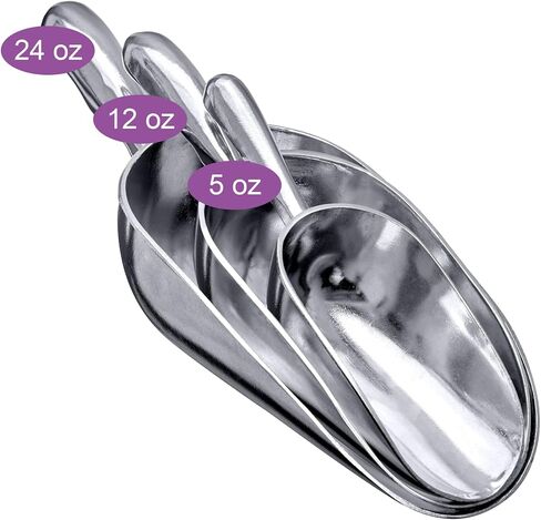 Amazing Abby - Elsa - Aluminum Ice Scoops (3-Piece Set), Cast Aluminum Utility Scoops, 5/12/24-Ounce Capacity, Food-Grade, Good for Home and Commercial Use, NOT Dishwasher-Safe, Hand-Wash Recommended in Saudi Arabia