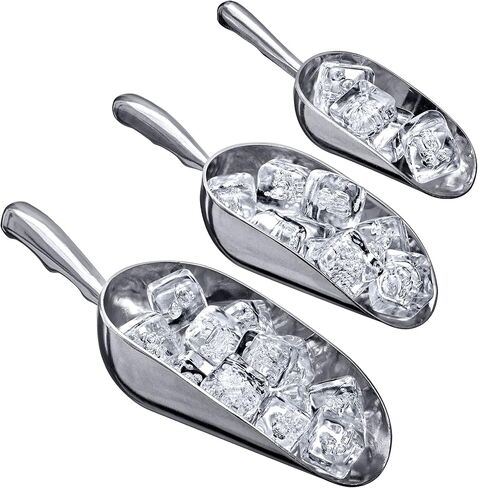 Amazing Abby - Elsa - Aluminum Ice Scoops (3-Piece Set), Cast Aluminum Utility Scoops, 5/12/24-Ounce Capacity, Food-Grade, Good for Home and Commercial Use, NOT Dishwasher-Safe, Hand-Wash Recommended in Saudi Arabia