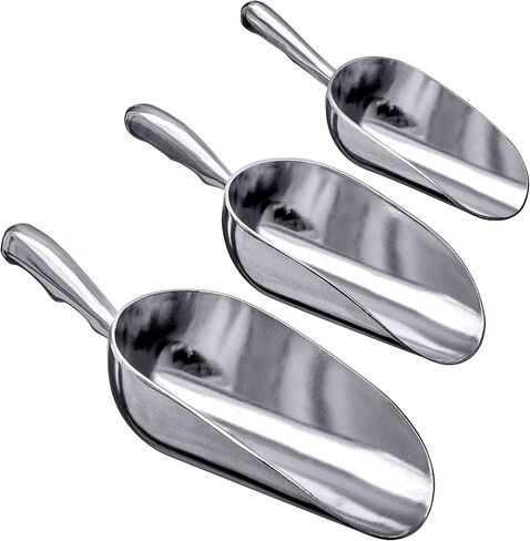 Amazing Abby - Elsa - Aluminum Ice Scoops (3-Piece Set), Cast Aluminum Utility Scoops, 5/12/24-Ounce Capacity, Food-Grade, Good for Home and Commercial Use, NOT Dishwasher-Safe, Hand-Wash Recommended in Saudi Arabia