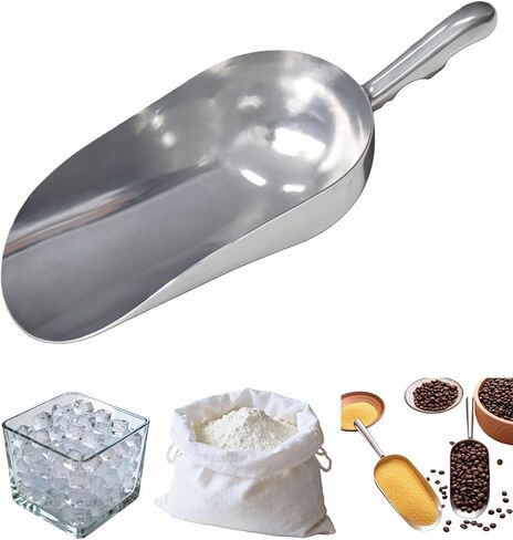 مغرفة ثلج، ألومنيوم مصبوب عالي التحمل، مقبض مريح على شكل حرف S، درجة تجارية للثلج والقهوة والفشار والدقيق والسكر وأدوات مطبخ مقاومة للصدأ (XL (38oz)) in Kuwait