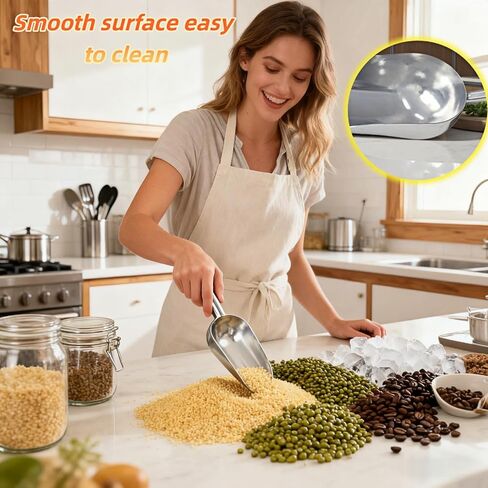 Ice Scoop, Heavy Duty Cast Aluminum, Ergonomic S-Curve Handle, Commercial Grade for Ice, Coffee, Popcorn, Flour, Sugar, Food-Grade & Rust-Proof Kitchen Tool (XL (38oz)) in Saudi Arabia