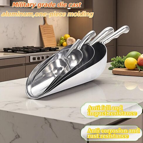 Ice Scoop, Heavy Duty Cast Aluminum, Ergonomic S-Curve Handle, Commercial Grade for Ice, Coffee, Popcorn, Flour, Sugar, Food-Grade & Rust-Proof Kitchen Tool (XL (38oz)) in Saudi Arabia