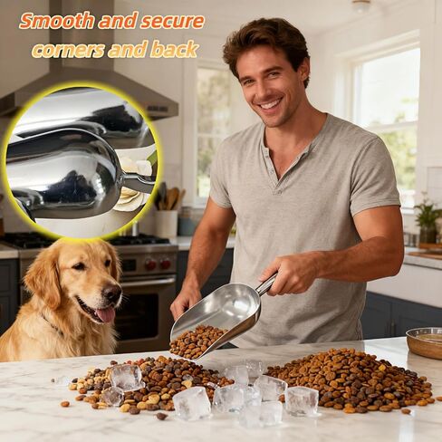Ice Scoop, Heavy Duty Cast Aluminum, Ergonomic S-Curve Handle, Commercial Grade for Ice, Coffee, Popcorn, Flour, Sugar, Food-Grade & Rust-Proof Kitchen Tool (XL (38oz)) in Saudi Arabia