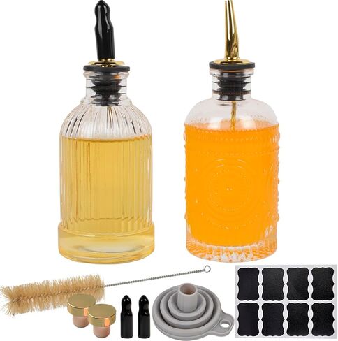 ChezMax Syrup Dispenser Bottles Set of 6, Simple Syrup Bottle for Coffee Bar Accessories, 5oz & 7oz Glass Coffee Syrup Dispenser Syrup Containers for Maple Honey Syrup Oil, Metal Pour Spouts & Labels in Saudi Arabia