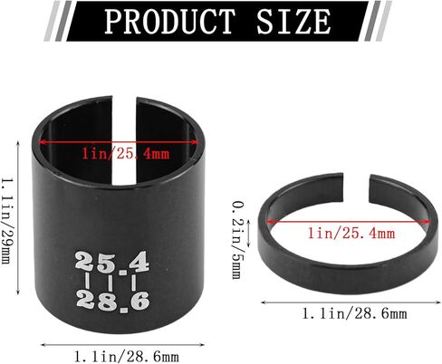 2-Pack Bike Stem Reducer Shims,1-1/8" to 1" Steerer Tube Adapter Headset Spacer for Road MTB Fork Conversion in Kuwait
