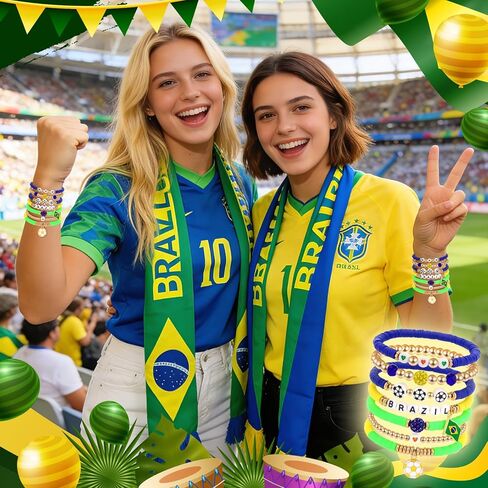 أساور كأس العالم لكرة القدم للنساء، أساور قابلة للتمدد مطرزة بكرة القدم، إكسسوارات حفلات رياضية بطابع البرازيل، هدايا أعياد الميلاد للنساء والرجال والأصدقاء ومشجعي الرياضة in Saudi Arabia