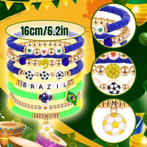 أساور كأس العالم لكرة القدم للنساء، أساور قابلة للتمدد مطرزة بكرة القدم، إكسسوارات حفلات رياضية بطابع البرازيل، هدايا أعياد الميلاد للنساء والرجال والأصدقاء ومشجعي الرياضة in Saudi Arabia