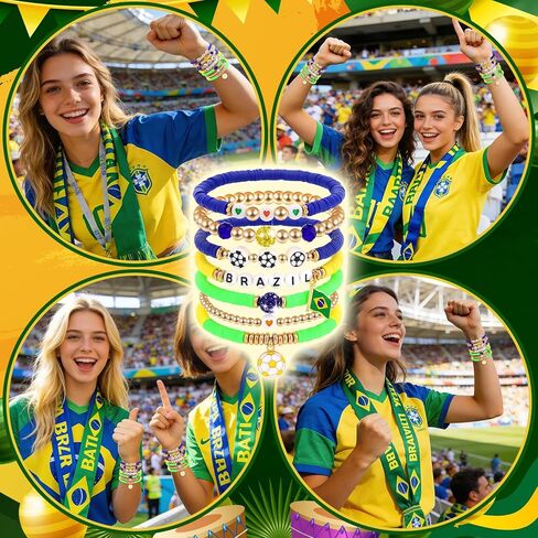 أساور كأس العالم لكرة القدم للنساء، أساور قابلة للتمدد مطرزة بكرة القدم، إكسسوارات حفلات رياضية بطابع البرازيل، هدايا أعياد الميلاد للنساء والرجال والأصدقاء ومشجعي الرياضة in Saudi Arabia