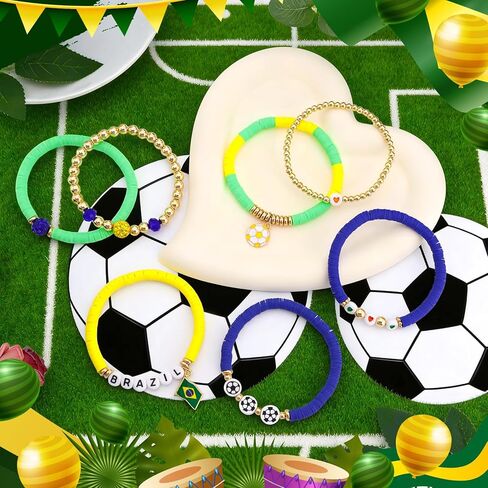 أساور كأس العالم لكرة القدم للنساء، أساور قابلة للتمدد مطرزة بكرة القدم، إكسسوارات حفلات رياضية بطابع البرازيل، هدايا أعياد الميلاد للنساء والرجال والأصدقاء ومشجعي الرياضة in Saudi Arabia