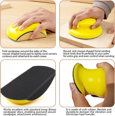 Sanding Blocks 5Pack Hook and Loop Sanding Block Round and Mouse Hand Sanding Block for Wood Furniture Restoration Home Arts and Crafts in Kuwait
