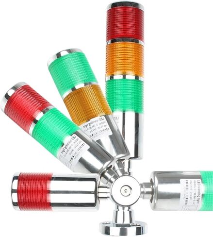 1pc 1-3 Color Industrial Multilayer Stack Light Lamp Signal Tower Alarm Caution Light Flash Industrial Tower LED Silver(Flash Sound 1L 220V) in Saudi Arabia