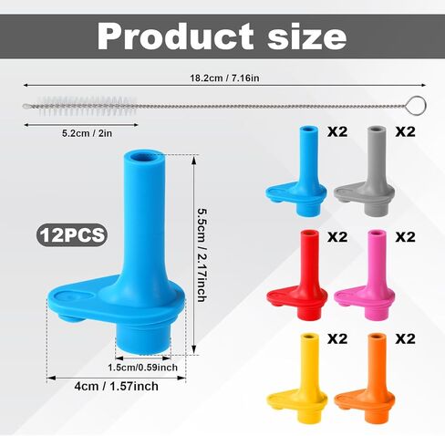 12pcs Replacement Bite Valve for Zak Designs Kelso 15oz, BPA-Free Silicone Mouthpiece with Cleaning Brush Leak-Proof Straw Cup Accessories for Kids Water Bottles (6 Colors) in Saudi Arabia