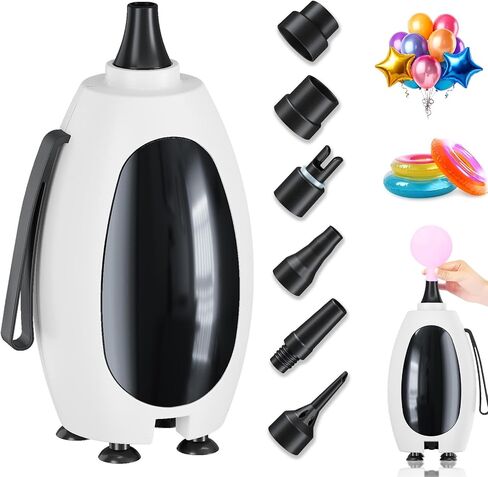 Balloon Pump Electric, Portable Balloon Inflator Air Pump Balloons Blower Machine with 6 Different Nozzles for Party Balloons Decorations Inflator Deflator for Inflatables Pool Floats Air Beds in Kuwait