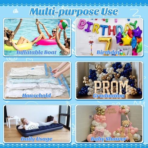 Balloon Pump Electric, Portable Balloon Inflator Air Pump Balloons Blower Machine with 6 Different Nozzles for Party Balloons Decorations Inflator Deflator for Inflatables Pool Floats Air Beds in Kuwait