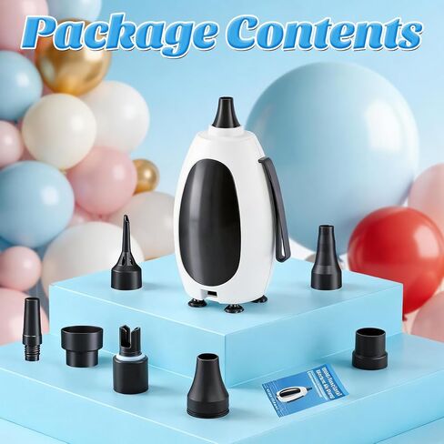 Balloon Pump Electric, Portable Balloon Inflator Air Pump Balloons Blower Machine with 6 Different Nozzles for Party Balloons Decorations Inflator Deflator for Inflatables Pool Floats Air Beds in Kuwait