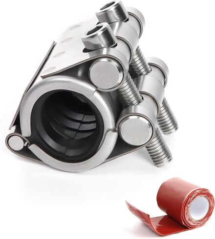 Kodilin Upgraded Pipe Repair Clamp with M1 Self-Adhesive Leak-Sealing Tape | 304 Stainless Steel Rust-Proof Emergency Pipe Repair Kit for Plastic & Metal Pipes, 1/2"(20-23mm) in Kuwait