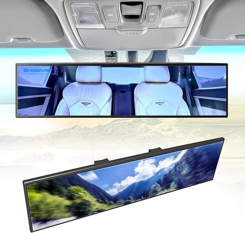 Broadway Car Rear View Mirror HD Anti Glare Universal 12 Inch large Field of View Panoramic Rearview Mirror with Wide Angle Blue Tint for Car SUV and Truck in Saudi Arabia