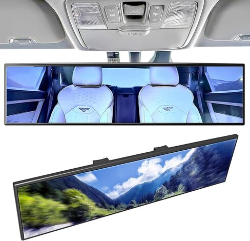 Broadway Car Rear View Mirror HD Anti Glare Universal 12 Inch large Field of View Panoramic Rearview Mirror with Wide Angle Blue Tint for Car SUV and Truck in Kuwait