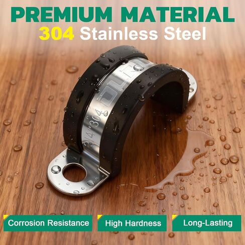 16pcs 3/4 Inch Pipe Clamp 304 Stainless Steel, Heavy Duty Rubber Cushioned Insulated Pipe Strap, U Bracket Clamp Conduit Clamp for Automotive, Wire & Tube in Kuwait