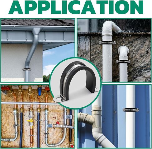 16pcs 3/4 Inch Pipe Clamp 304 Stainless Steel, Heavy Duty Rubber Cushioned Insulated Pipe Strap, U Bracket Clamp Conduit Clamp for Automotive, Wire & Tube in Kuwait