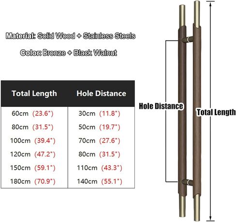 Solid Wood Door Pull Handle for Glass Door, Modern Front Door Long Push Pull Handle, Commercial Bar Pull Handle, for Shops/Residential(Color:Style2,Size:120X80cm(47.2"X31.5")) in Saudi Arabia