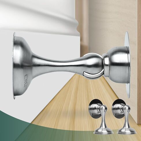 Magnetic Door Stoppers 2 Pack,Stainless Steel Door Stops for Wall and Floor Mounting. Door Holder Keep Door Open,No Drilling Door Stop with Adhesive Tapes, Black in Saudi Arabia