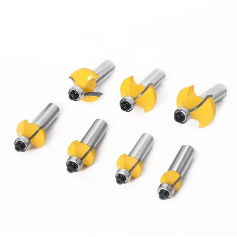 0.5in 12mm Shank Corner Round Over Router Bit with Bearing for Wood Woodworking Tool Tungsten Carbide Milling Cutter 1Pcs(7PCS 12mm Shank) in Saudi Arabia