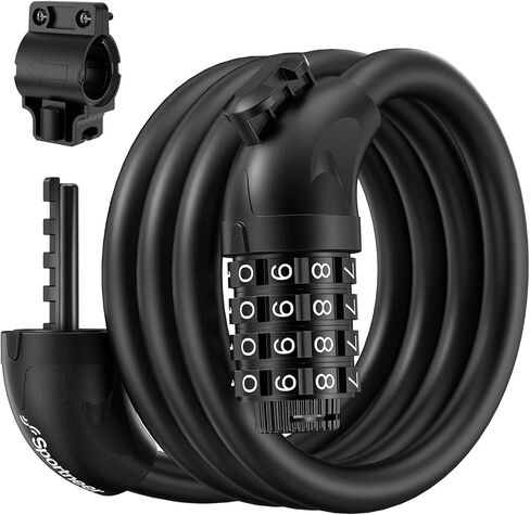 Sportneer Bike Cable Lock with 4-Digit Combination, TPU Anti-Freeze & Weatherproof 12mm Heavy Duty Steel Bike Lock, Bicycle Lock with Mounting Bracket for Bikes Scooters Strollers Outdoor Use - 4ft in Saudi Arabia